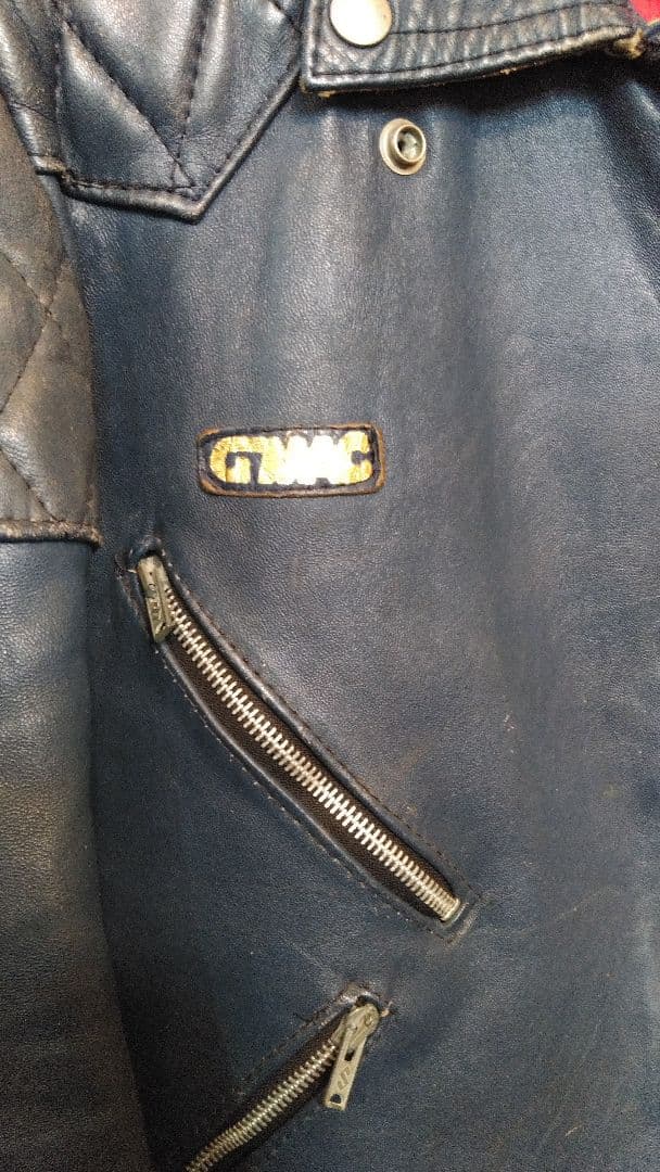 貴重ヴィンテージ ７０'s英国製　G-MAC　ブルーレザーライダース　ロンジャン