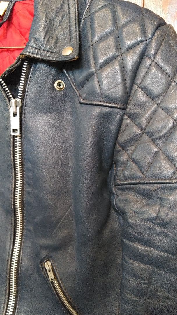 貴重ヴィンテージ ７０'s英国製　G-MAC　ブルーレザーライダース　ロンジャン