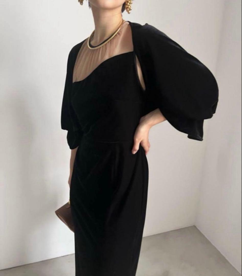 アメリ 2WAY CURVE VELOURS DRESS