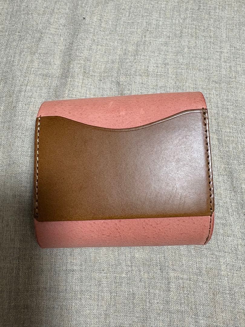 SAFUJI サフジ　 ミニ折り財布（ヨコ）ピンク&キャメル