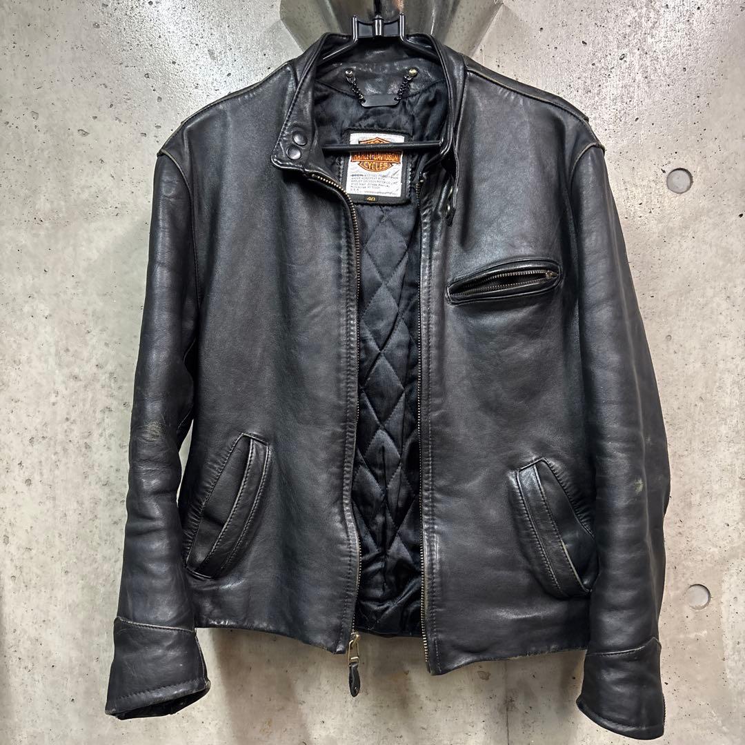ハーレーダビッドソン シングルライダースジャケット 革ジャン 80s 当時物