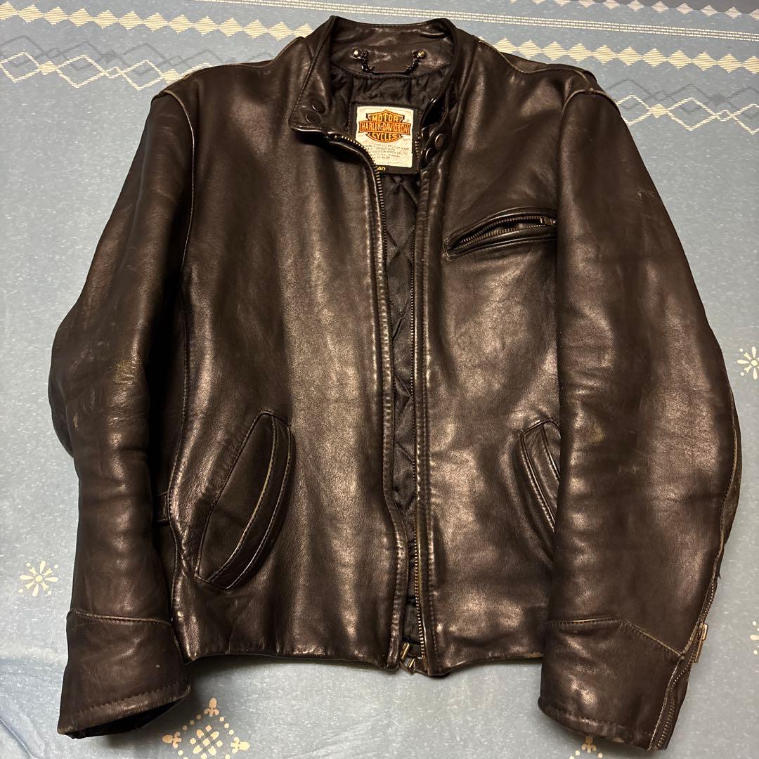 ハーレーダビッドソン シングルライダースジャケット 革ジャン 80s 当時物