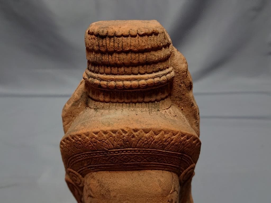 コレクター収集　タイ　クメール仏像　頭部　台付