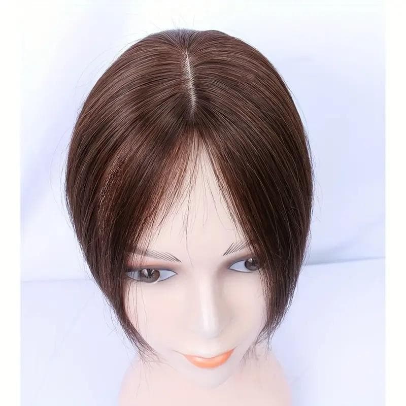 総手植え★人毛100％余裕の長さ25.4cm~30cm黒髪ヘアピース★自然な地肌