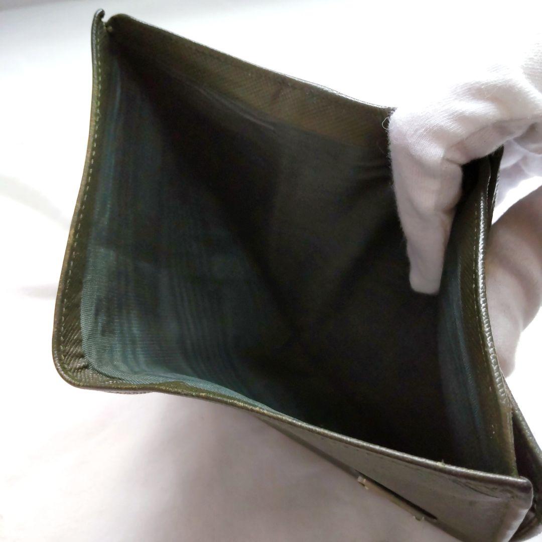 レア色✨PRADA サフィアーノレザーダークグリーンオリーブグリーン二つ折り財布