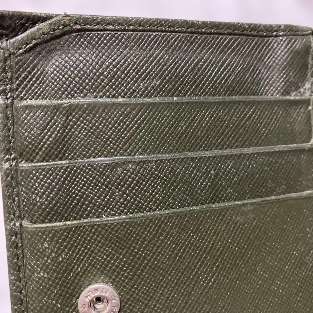 レア色✨PRADA サフィアーノレザーダークグリーンオリーブグリーン二つ折り財布