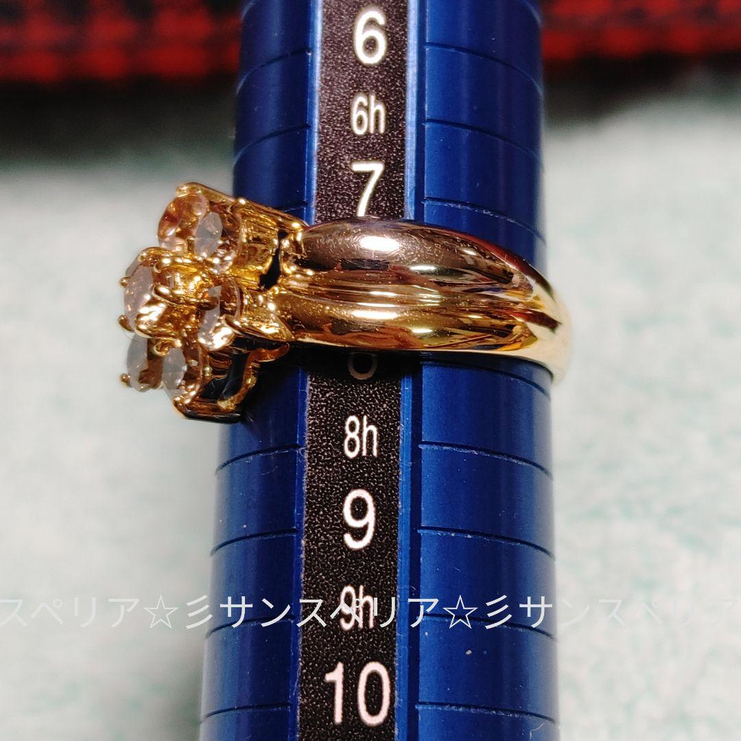 K18&Pt900 ライトブラウンダイヤモンド1.00ctのフラワーリング