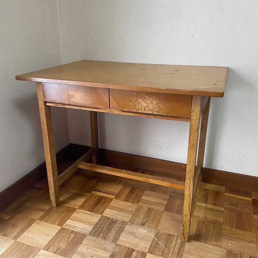 長期保管品 木製机 ウッドデスク 釘打ち 古家具 エイジング ビンテージ