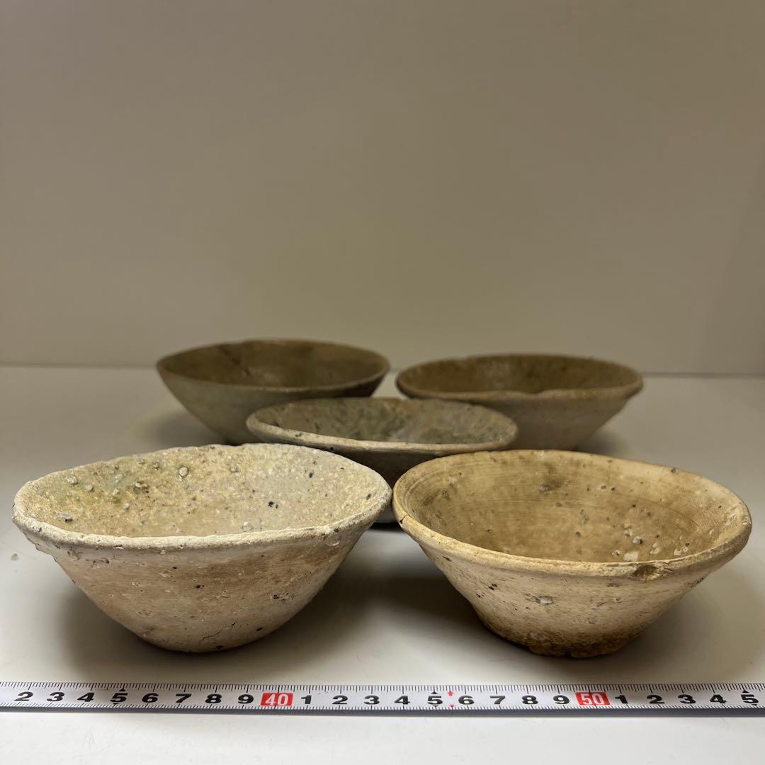 専用　鎌倉時代　山茶碗5客　口径約14~15.5㎝　東Y7-1225③タエカ