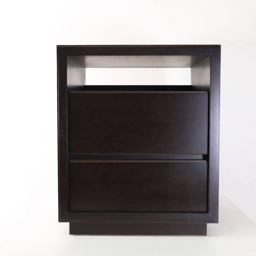 値下フランスベッド ナイトテーブル ダークブラウン 日本製 コンセント＆引出付2