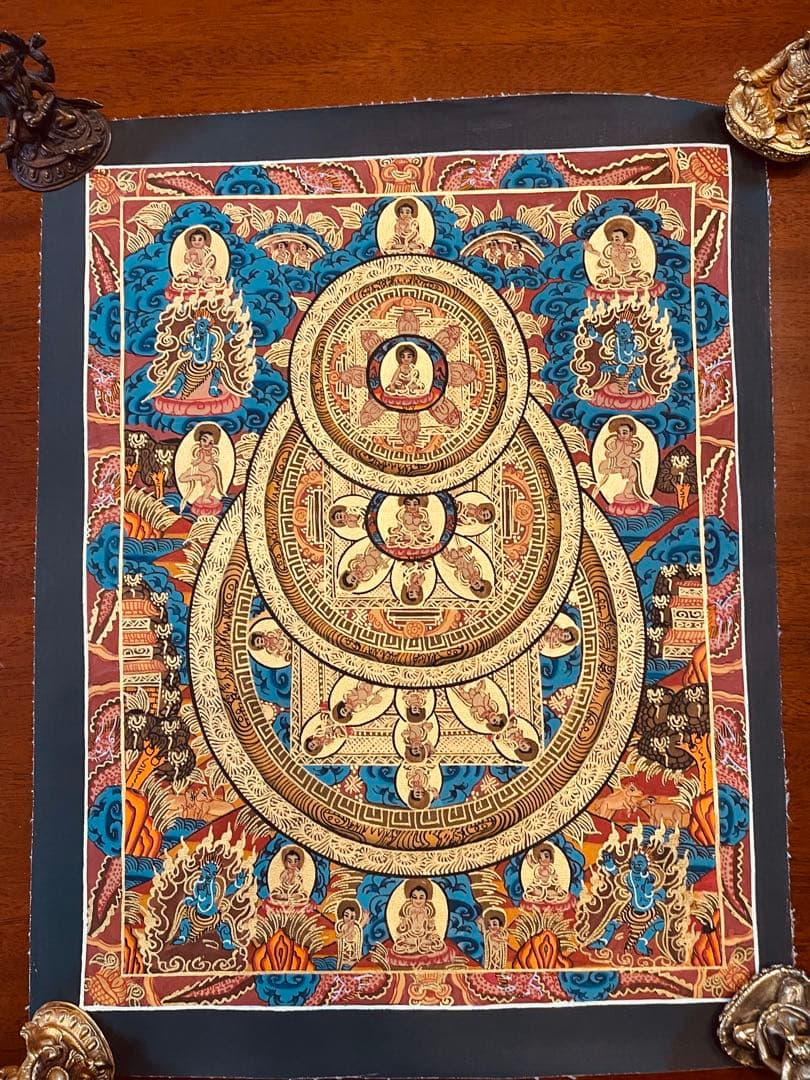 チベット密教 手描き曼荼羅（マンダラ）タンカ【新品・一点物】肉筆画 Ｄ6