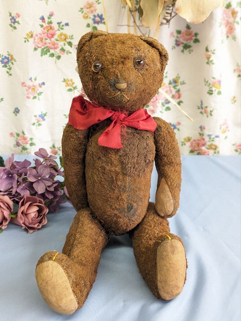 フランス アンティーク テディベア 34cm 1950年代 パッチワークあり