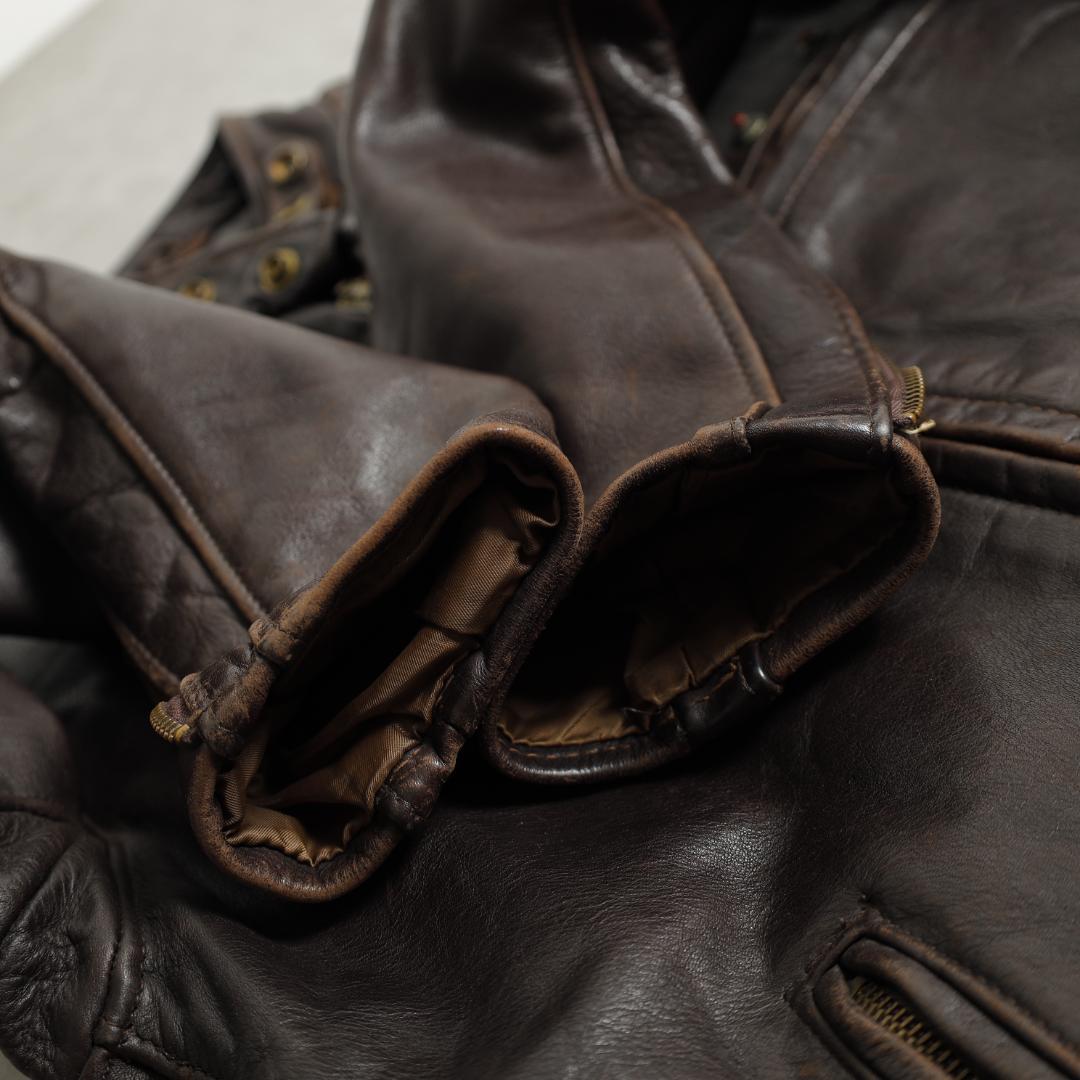 90年代 ショットレザーシングルライダースジャケット ダークブラウン ビンテージ