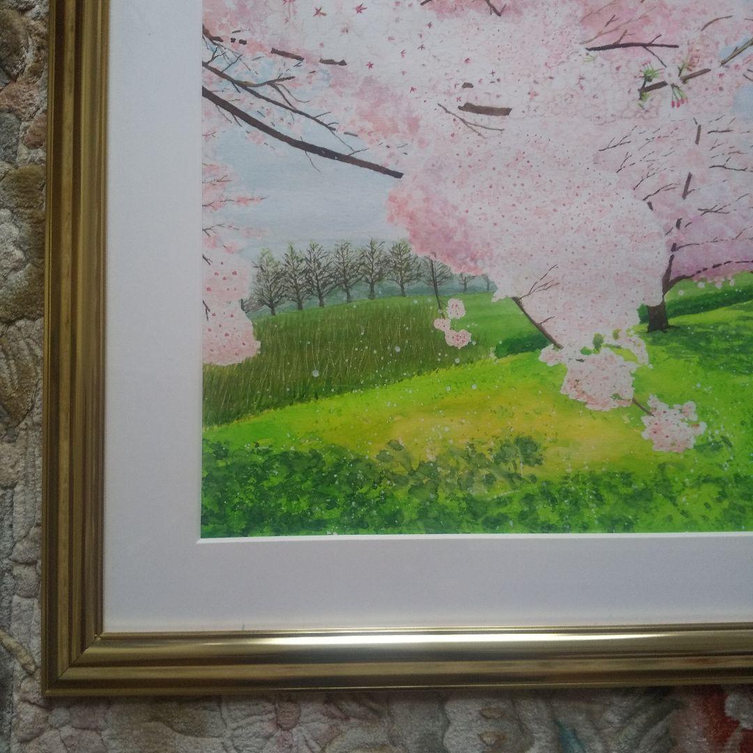 透明水彩画『桜並木』