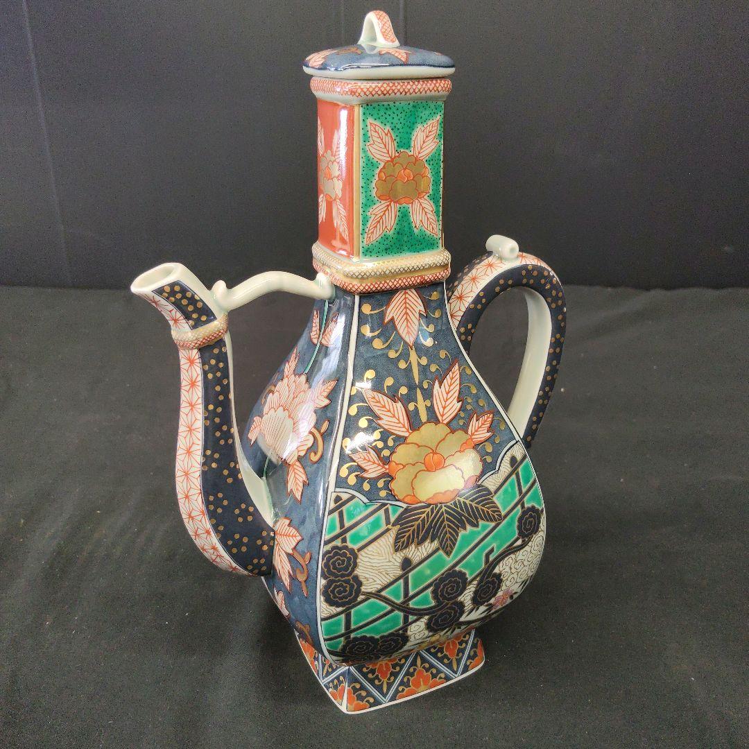 お値下げ 林九郎 金彩色絵 錦牡丹流水文様 水差