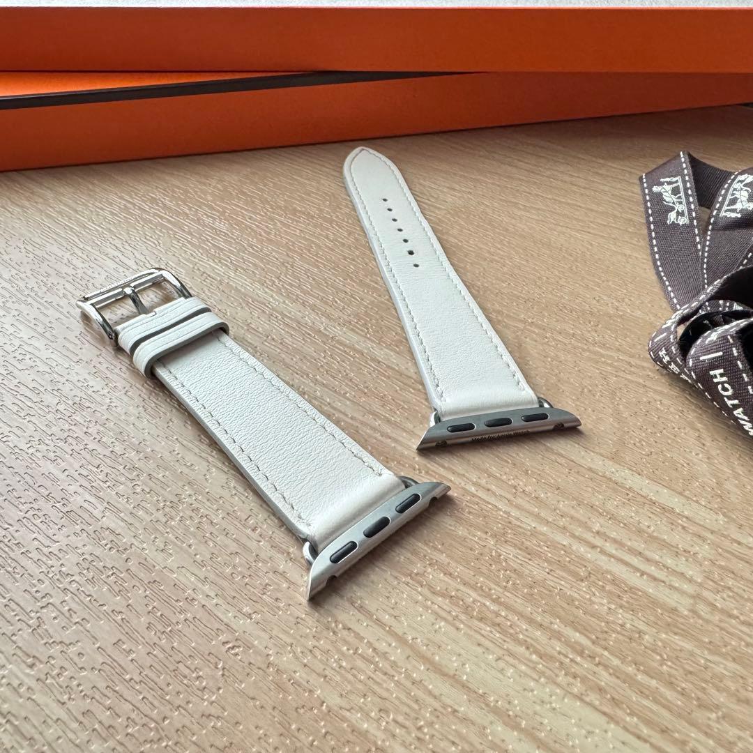 2303 Apple Watch エルメス　ホワイト　白　レザー　バンド