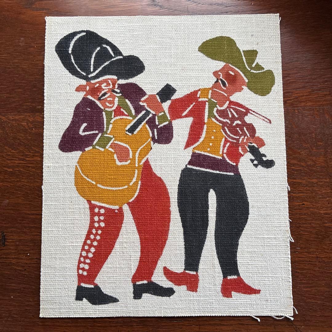 柚木沙弥郎　型染絵　ギター&バイオリン