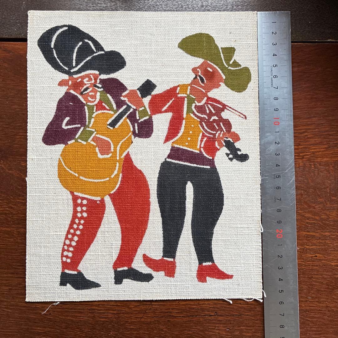 柚木沙弥郎　型染絵　ギター&バイオリン