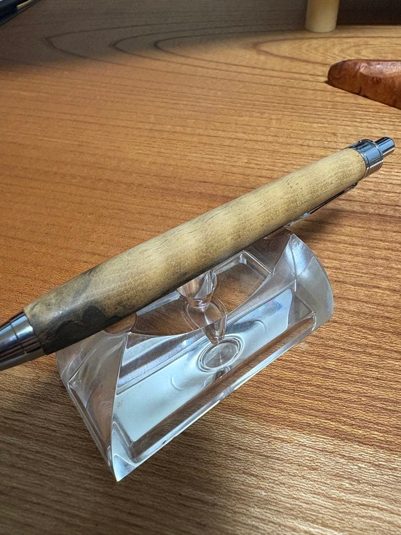 532極上　黒柿　孔雀杢　縮杢　木軸シャーペン　ボールペン