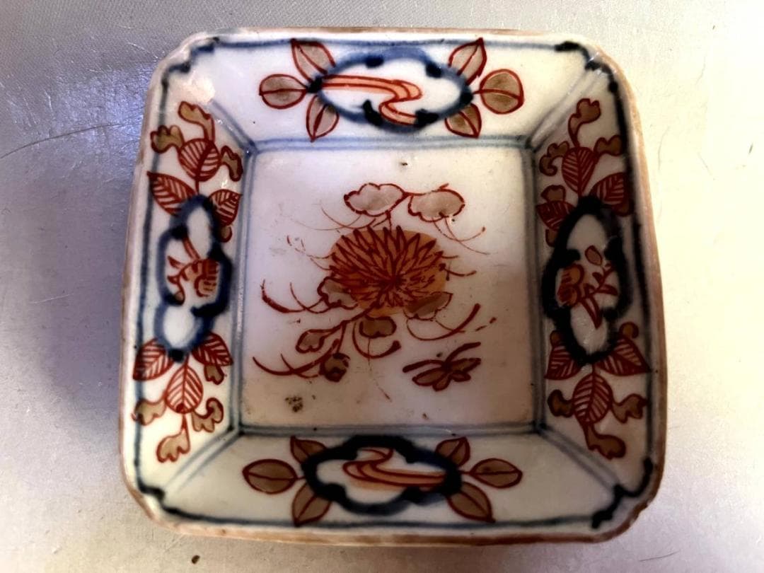 小皿■赤絵 5客 大明年製 花唐草紋 貫入有 江戸後期 古美術 時代物 骨董品■