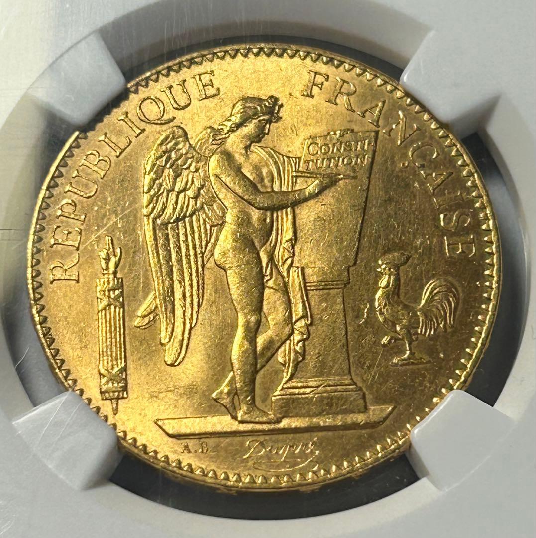 1879A フランス G100フラン　エンゼル金貨　NGC MS63