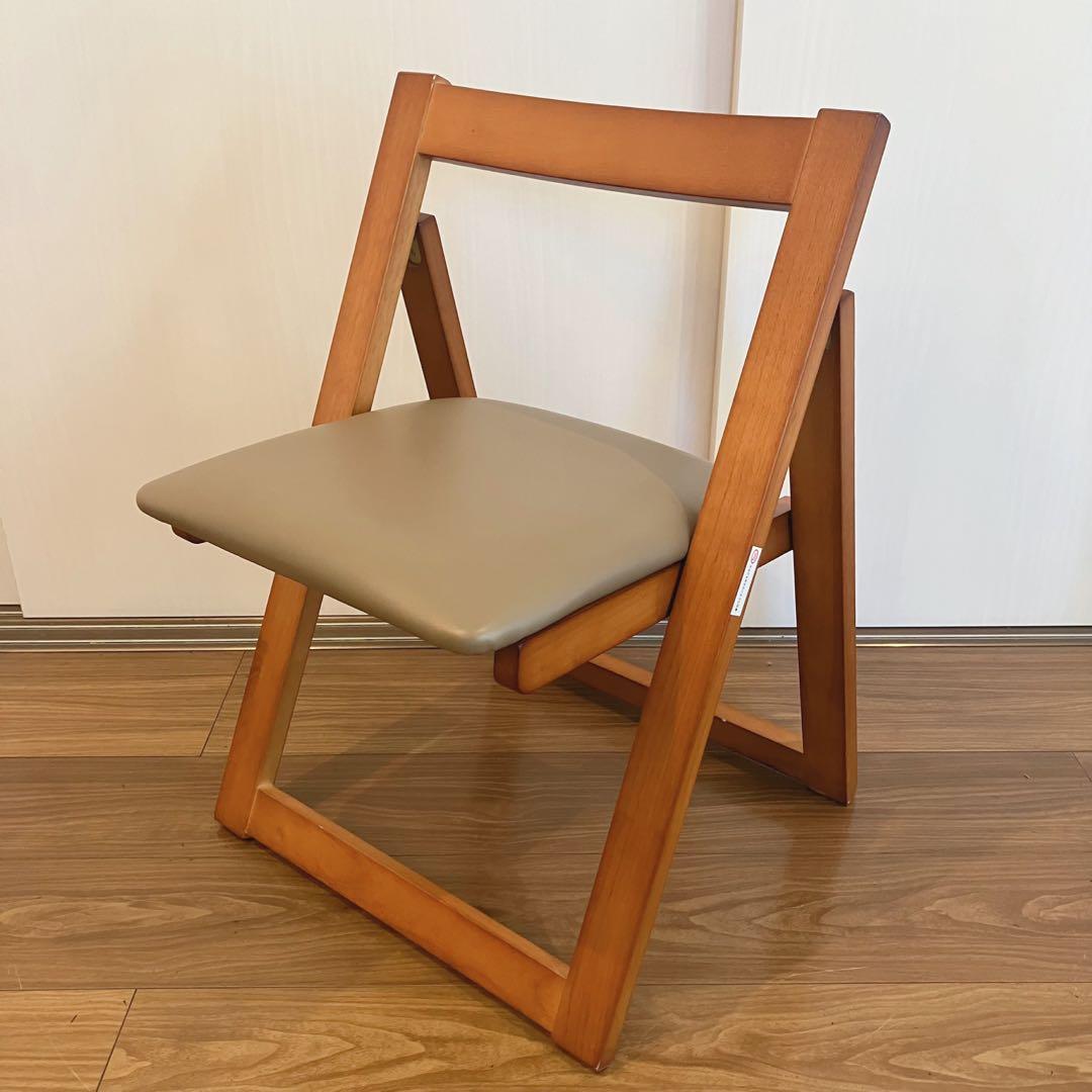 【美品】フォールディングチェア　木製　2 脚セット折りたたみ椅子