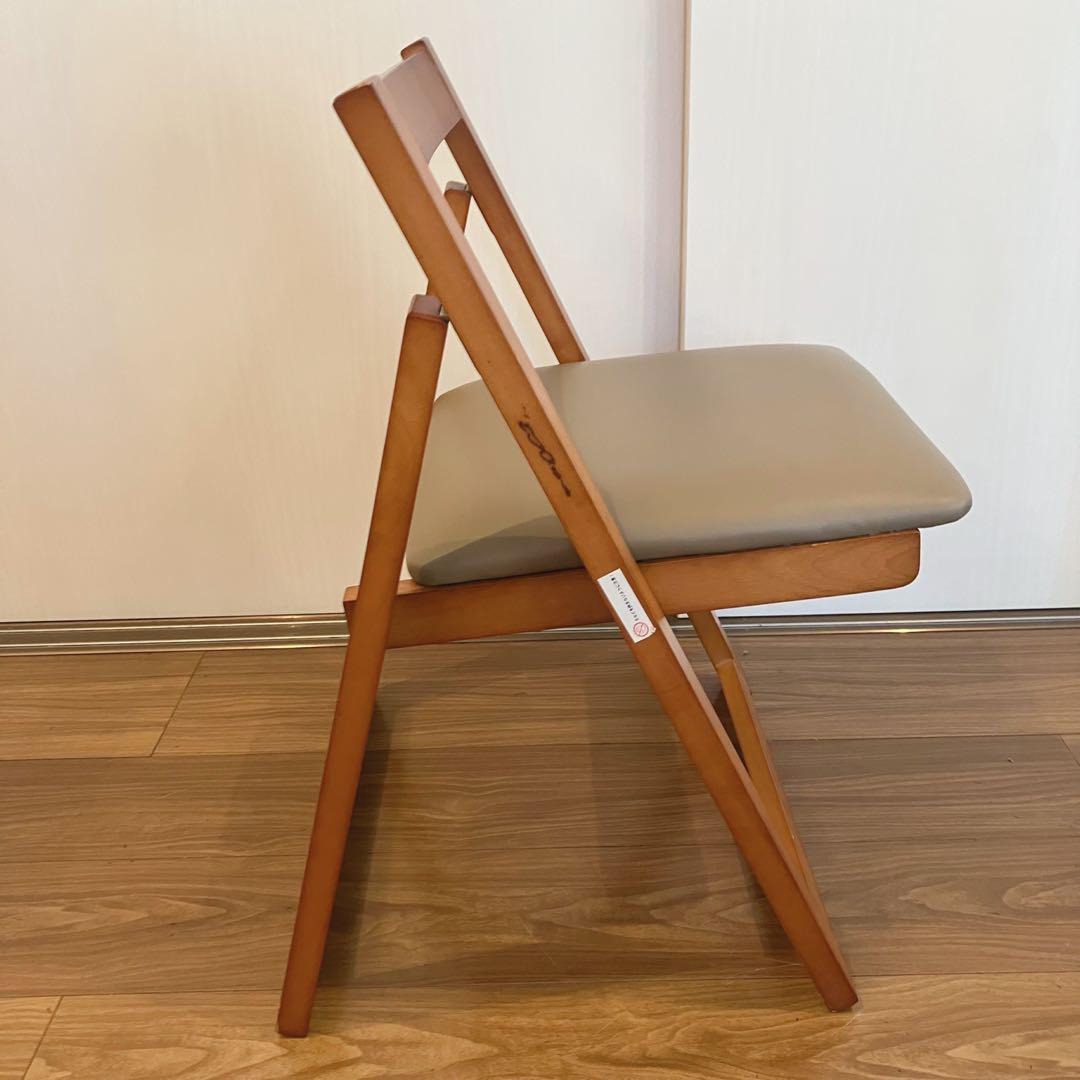 【美品】フォールディングチェア　木製　2 脚セット折りたたみ椅子