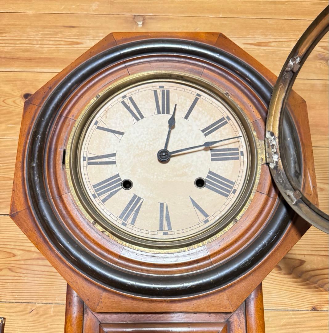 SEIKOSHA 掛時計　精工舎八角時計　ゼンマイ式ネジ巻き可動品　アンティーク