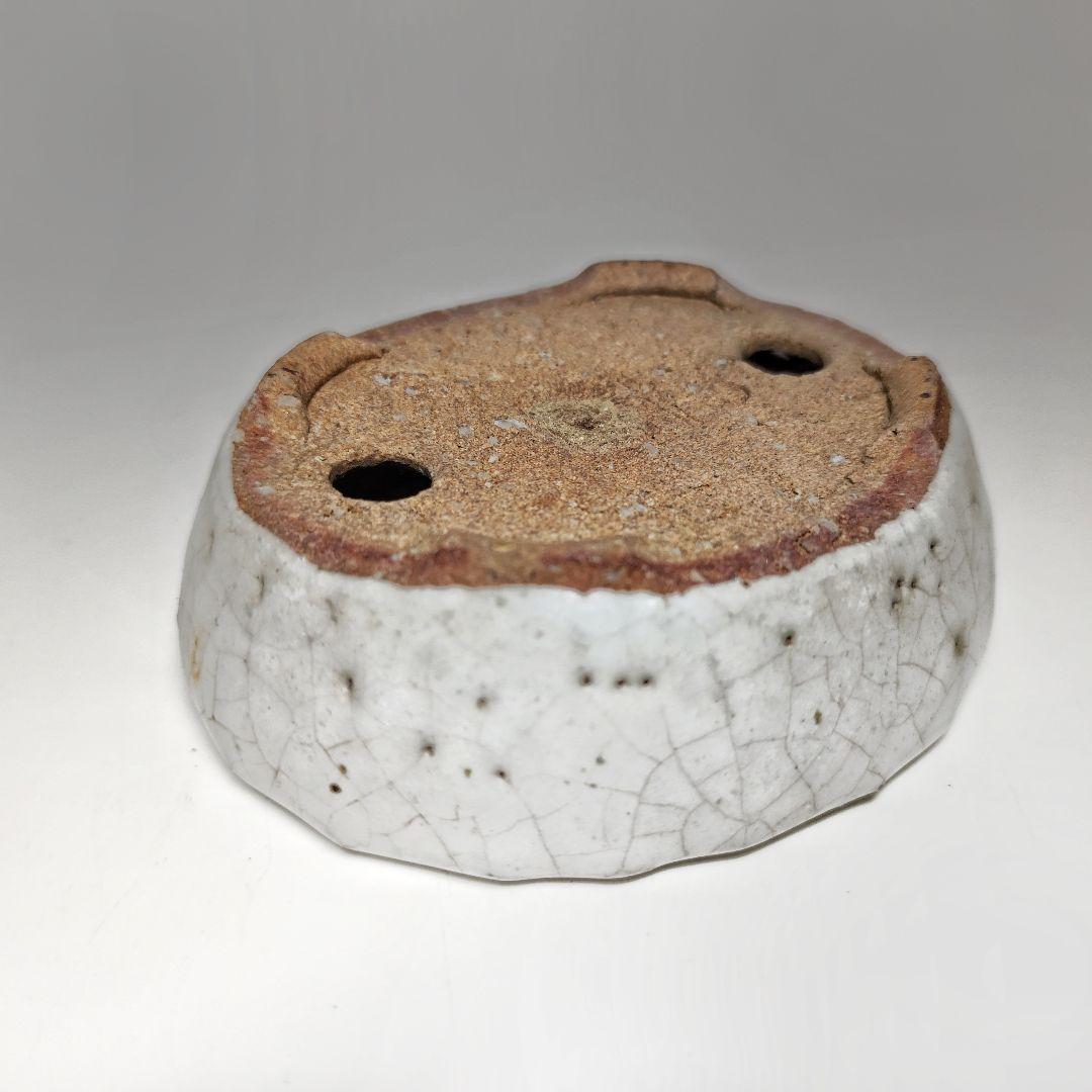 高雄香葉　白釉切脚楕円鉢