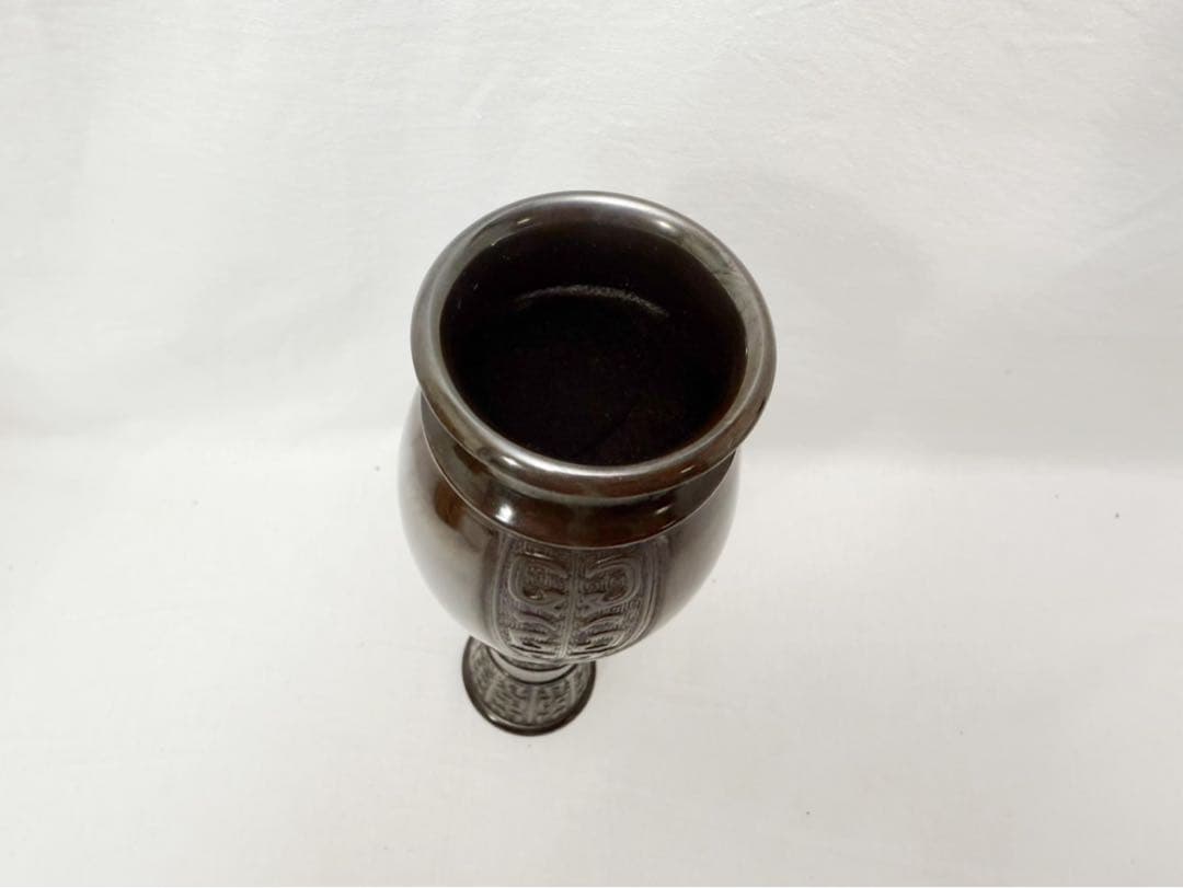 ほぼ未使用 華道具 鋳師 金森浄栄 唐銅花入 銅印 重さ約1.1kg 共箱