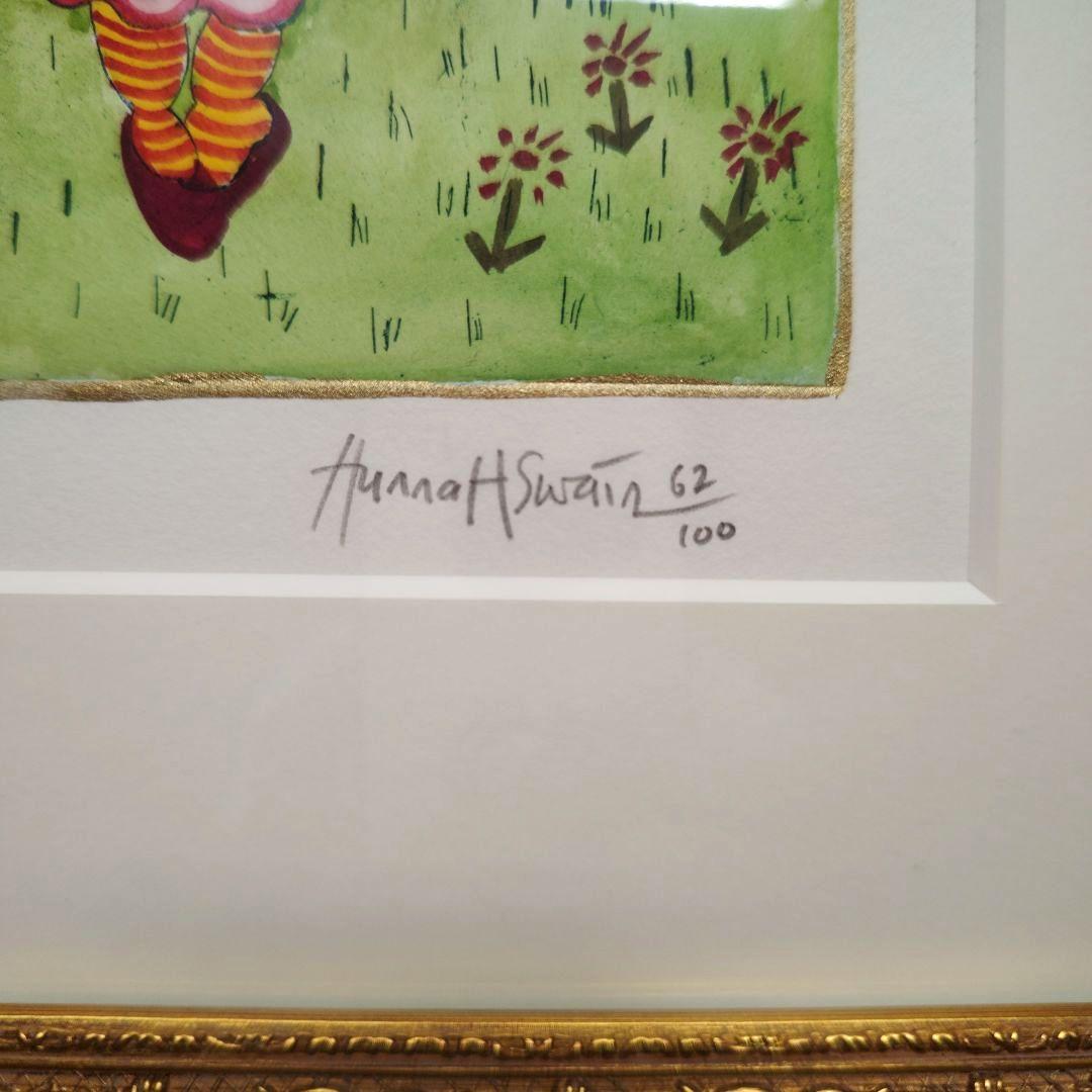 特価◯絵画 エッチング＋手彩色複合技法版画 額装品