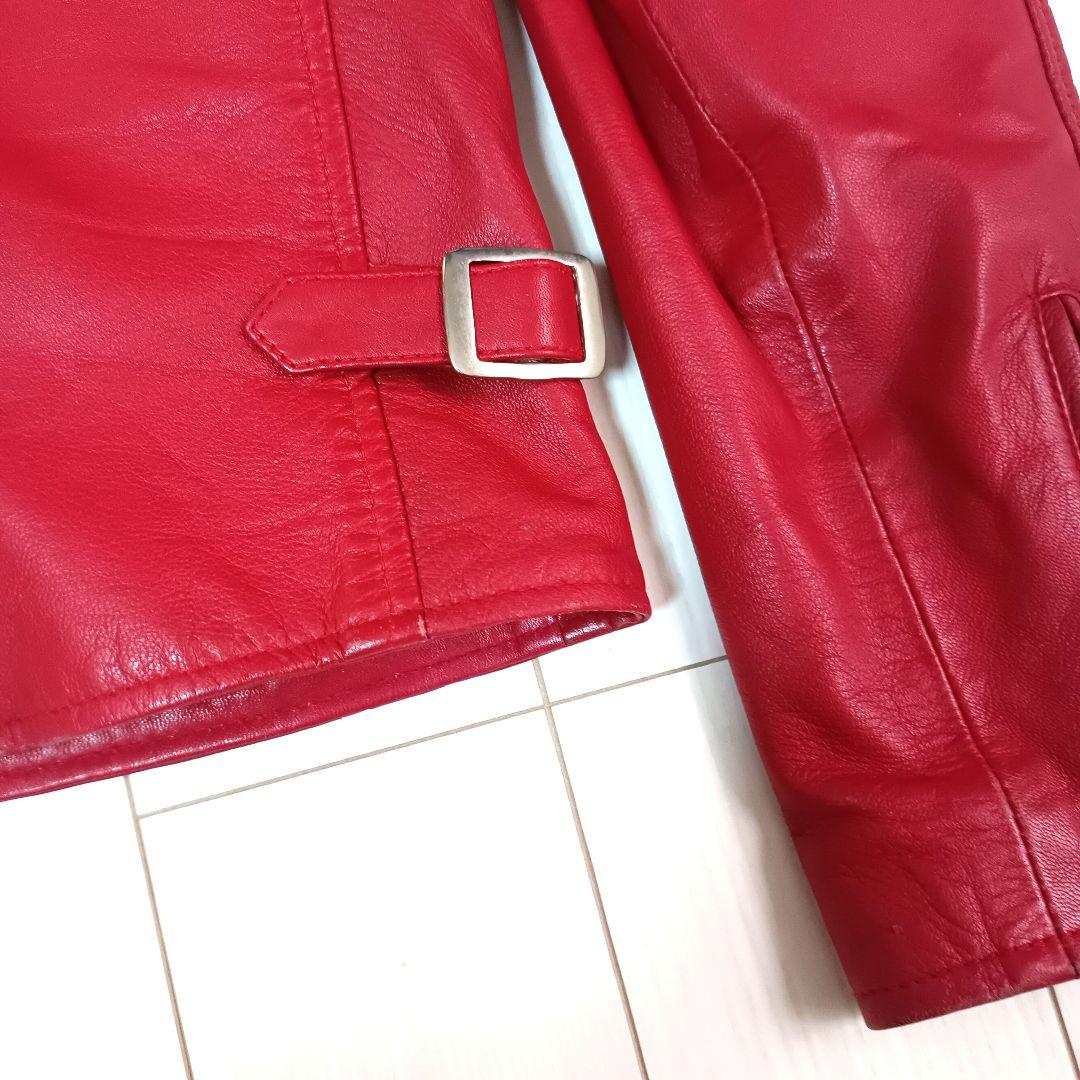 【激シブ！】デグナー　シングルライダース　レッド　ラムレザー　M