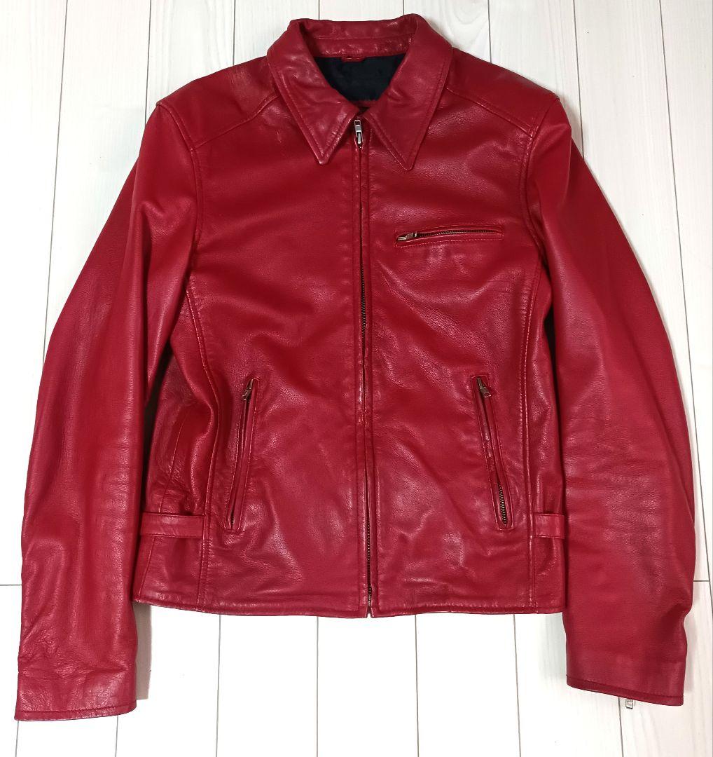 【激シブ！】デグナー　シングルライダース　レッド　ラムレザー　M