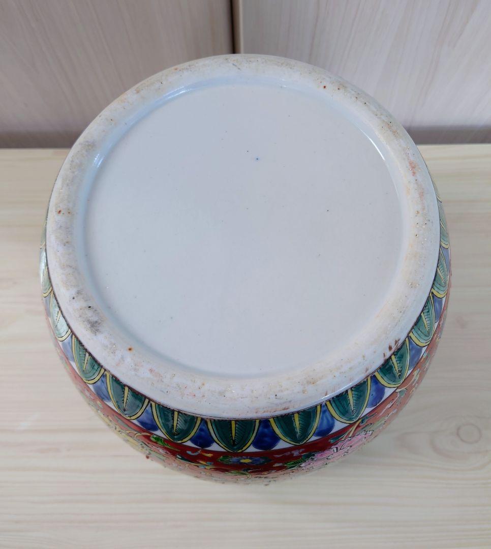 十錦手色絵　火鉢　時代物