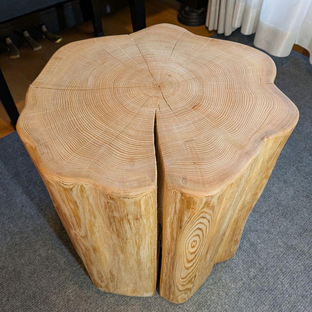 poochan　天然ヒバ　大型　切り株　丸太　椅子　テーブル　高さ約41㎝
