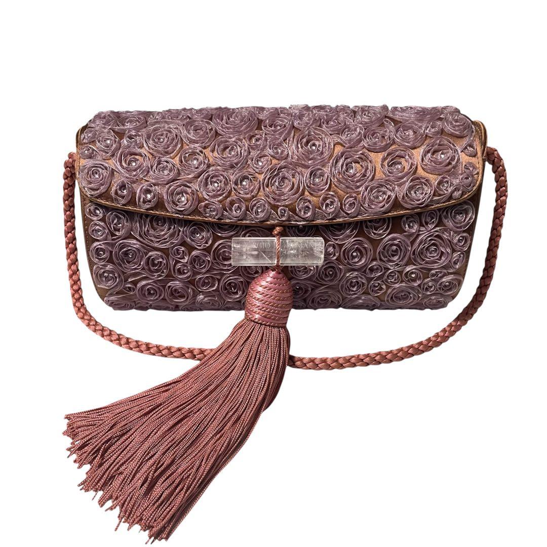 美品 ジョルジオアルマーニ クリスタル フリンジ パーティバッグ 希少モデル