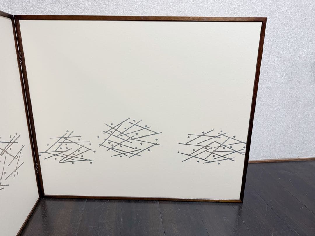 ほぼ未使用 茶道具 銀刧箔 風炉屏風先 裏白 両面使う 桑枠 元箱