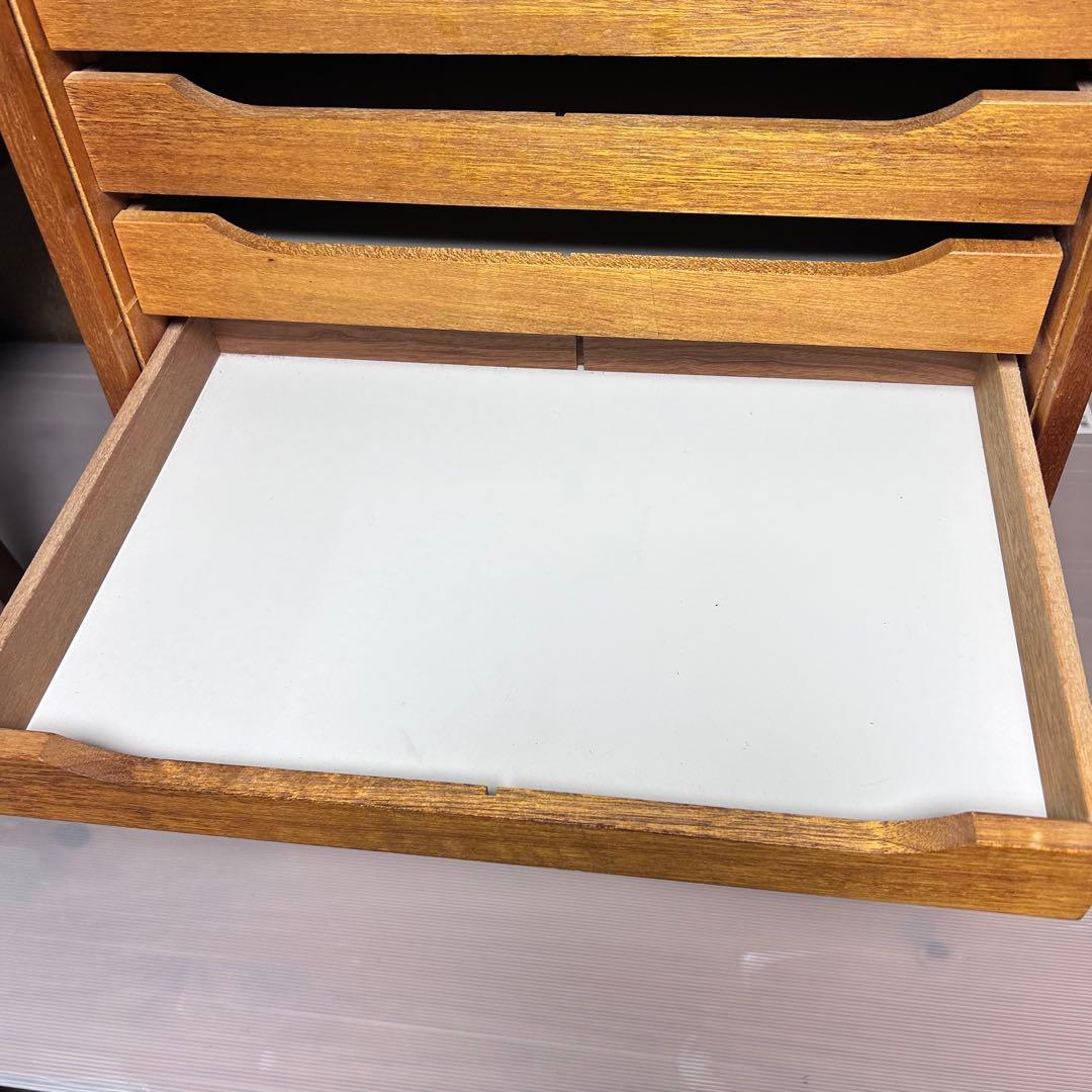 ユニオン 製図ケース A3対応 木製 7段 北欧風 収納　蛇腹シャッター