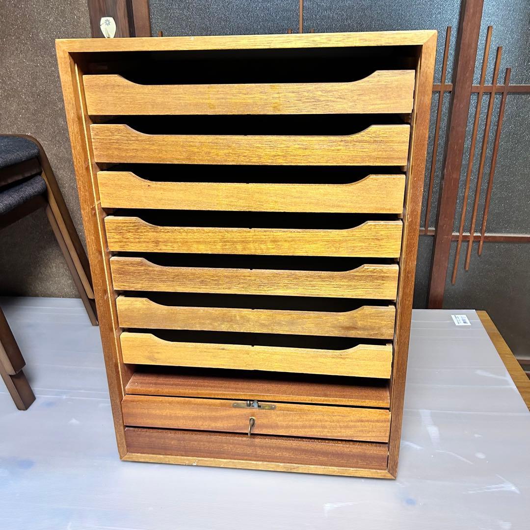 ユニオン 製図ケース A3対応 木製 7段 北欧風 収納　蛇腹シャッター