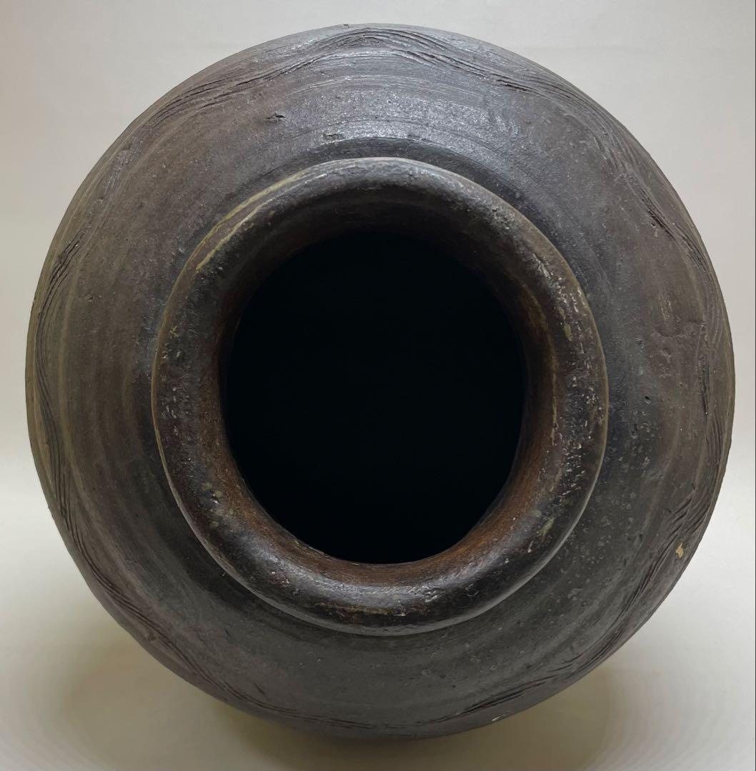 古備前　室町時代　波状文壺　下駄高台　34cm 　　　　　g0133