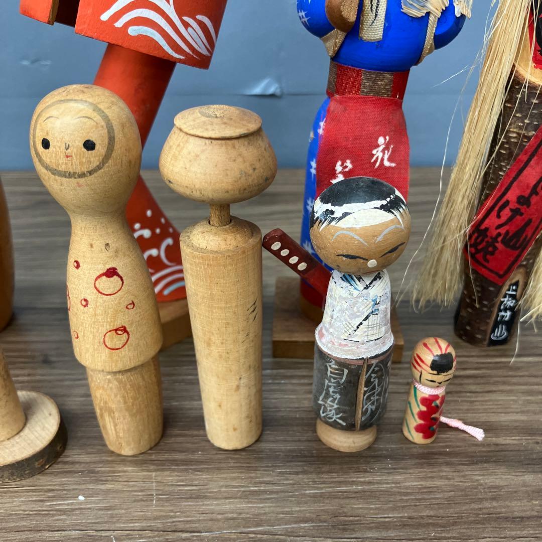 4F こけし まとめ売り 創作こけし 民芸品 木工品 11点セット アンティーク