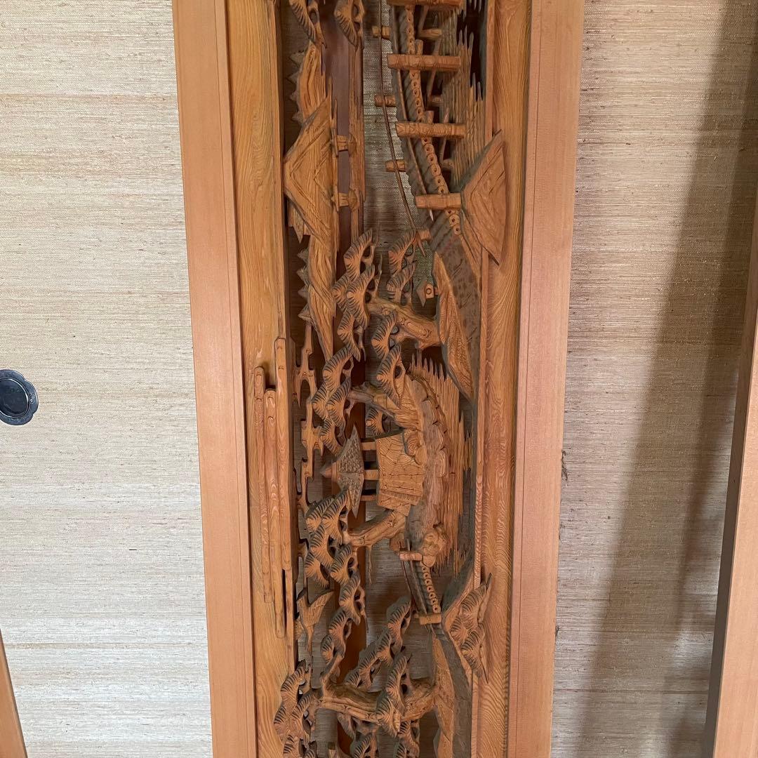 欄間 箱根寄木細工 木製彫刻 アンティーク 2枚他