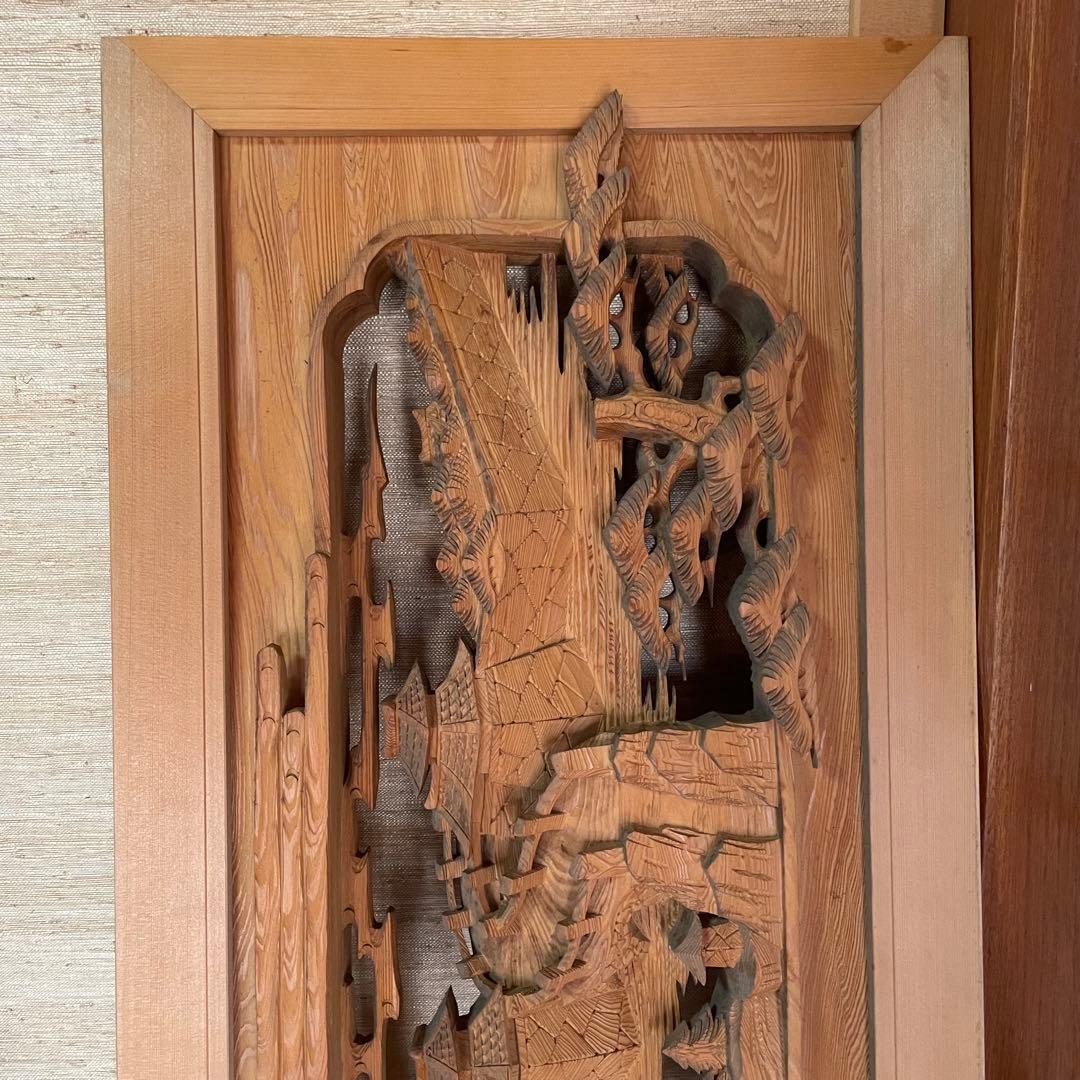 欄間 箱根寄木細工 木製彫刻 アンティーク 2枚他