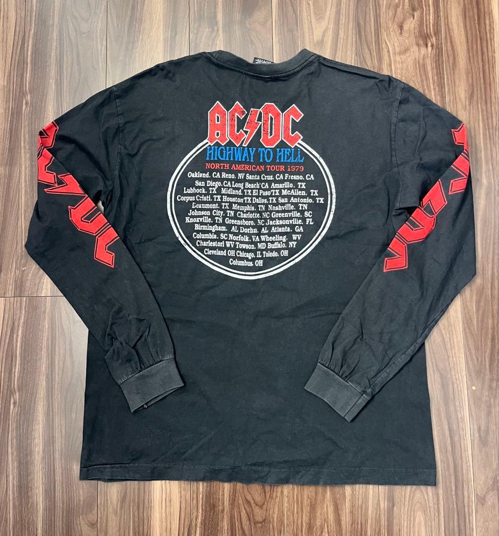 AC/DC ハイウェイ・トゥ・ヘル 1979ツアーロンT ブラックフェード　XL