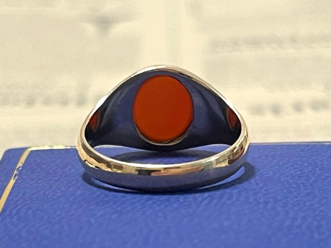 【最高級の輝き】9金 カーネリアン シグネットリング ロンドン1966年