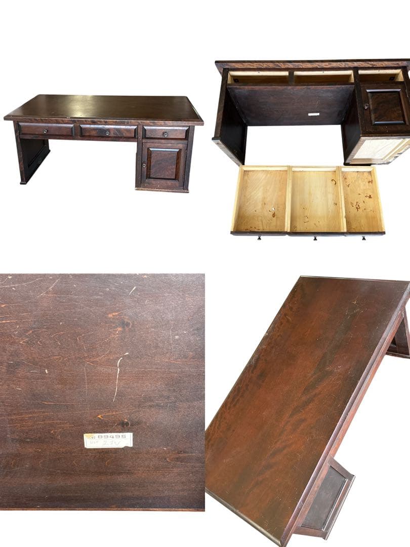 北海道民芸家具　書斎　 樺無垢材 座机/文机/帳場机/作業台/デスク/机