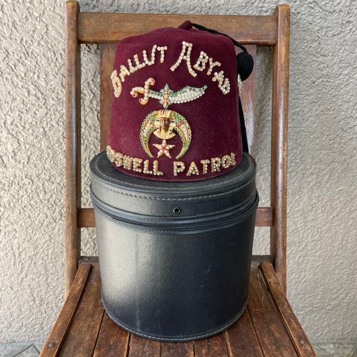 超レア！豪華ケース付き　秘密結社フリーメイソン帽子　アメリカアンティーク雑貨古着