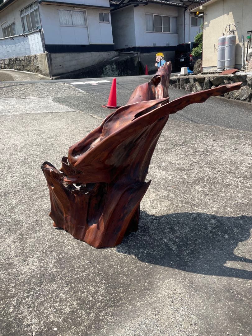 屋久杉　ダークブラウン 木製彫刻 自然形状