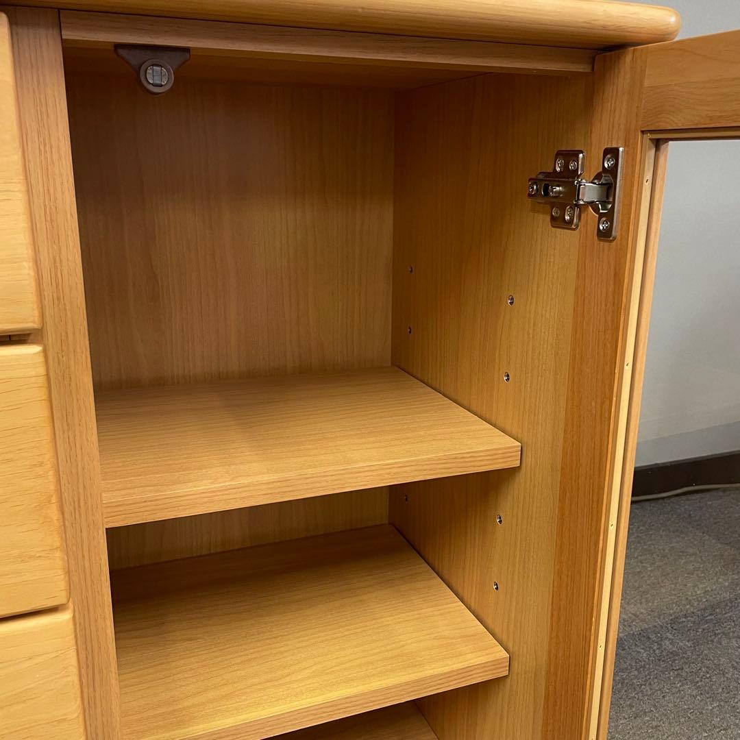 【美品】木製キャビネット ナチュラル 幅70cm サイドボード　北欧風　家具