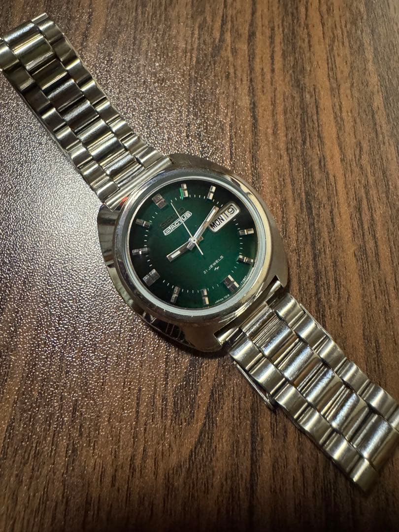 ⭐️希少品⭐️　SEIKO5ACTUS 21JEWELSグリーン文字盤